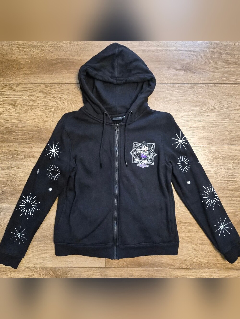 [EUC] ​Disney 100th Anniversary Full Zip Hoodie Sweatshirt Black Womens S Small